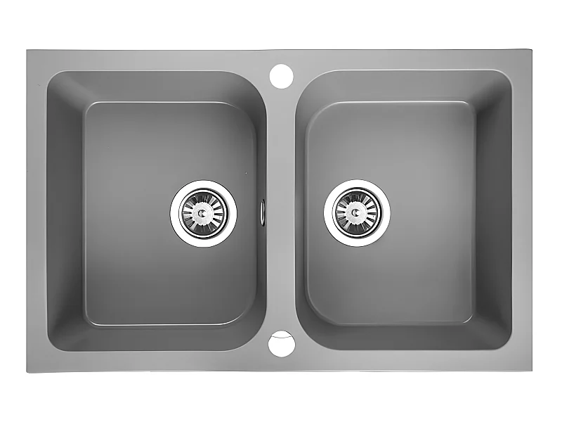 Evier de cuisine en granit gris - CELIA - 48 x 76 cm, 2 bacs