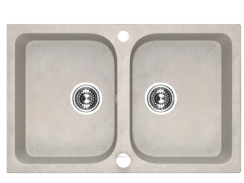 Evier de cuisine en granit beige - CELIA - 48 x 76 cm, 2 bacs