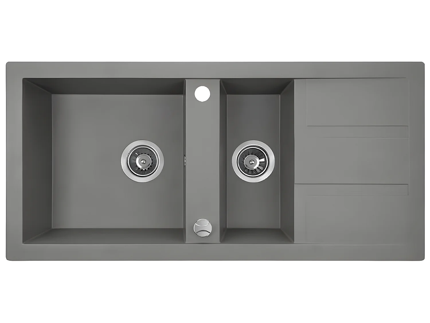 Evier de cuisine en granit gris - BARBADOS - 48 x 100 cm, 1.5 bac avec égouttoire
