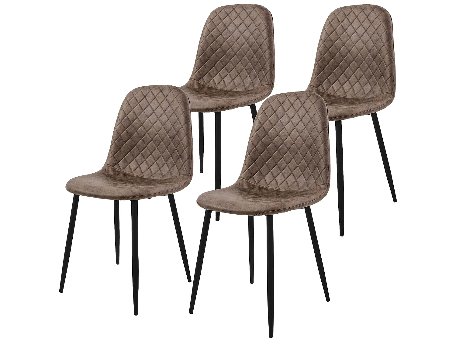 Set di 4 sedie da pranzo in ecopelle marrone con gambe in metallo incl. materiale di montaggio ML-Design