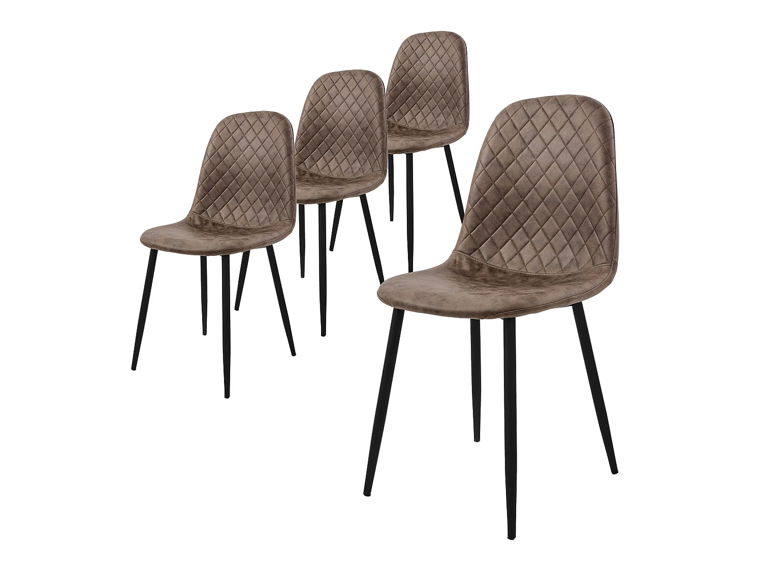 Chaise de salle à manger set de 4 pièces en similicuir marron avec pieds en métal, matériel de montage inclus ML-Design