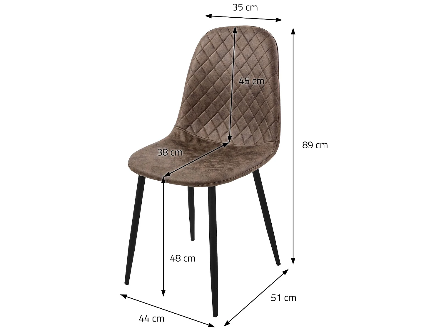 Silla de comedor juego de 4 tapicería de piel sintética marrón con patas de metal incl. material de montaje ML-Design