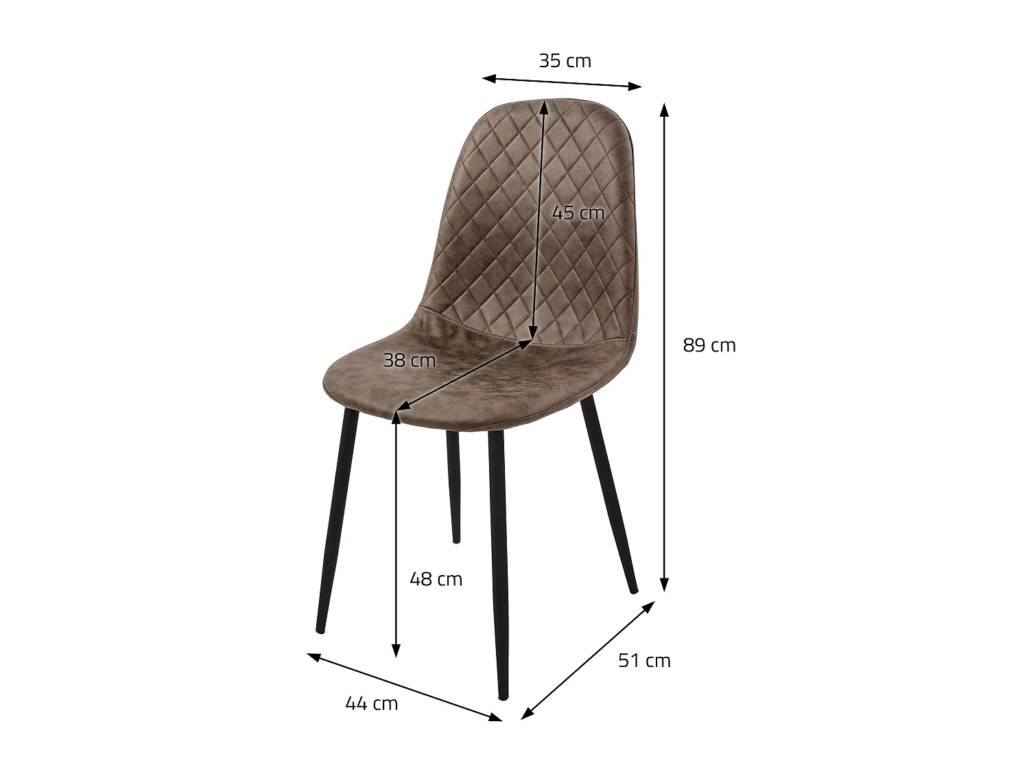 ML-Design Silla de comedor marrón tapizado piel sintética con respaldo y patas de metal sillón de diseño moderno para mesa de salón
