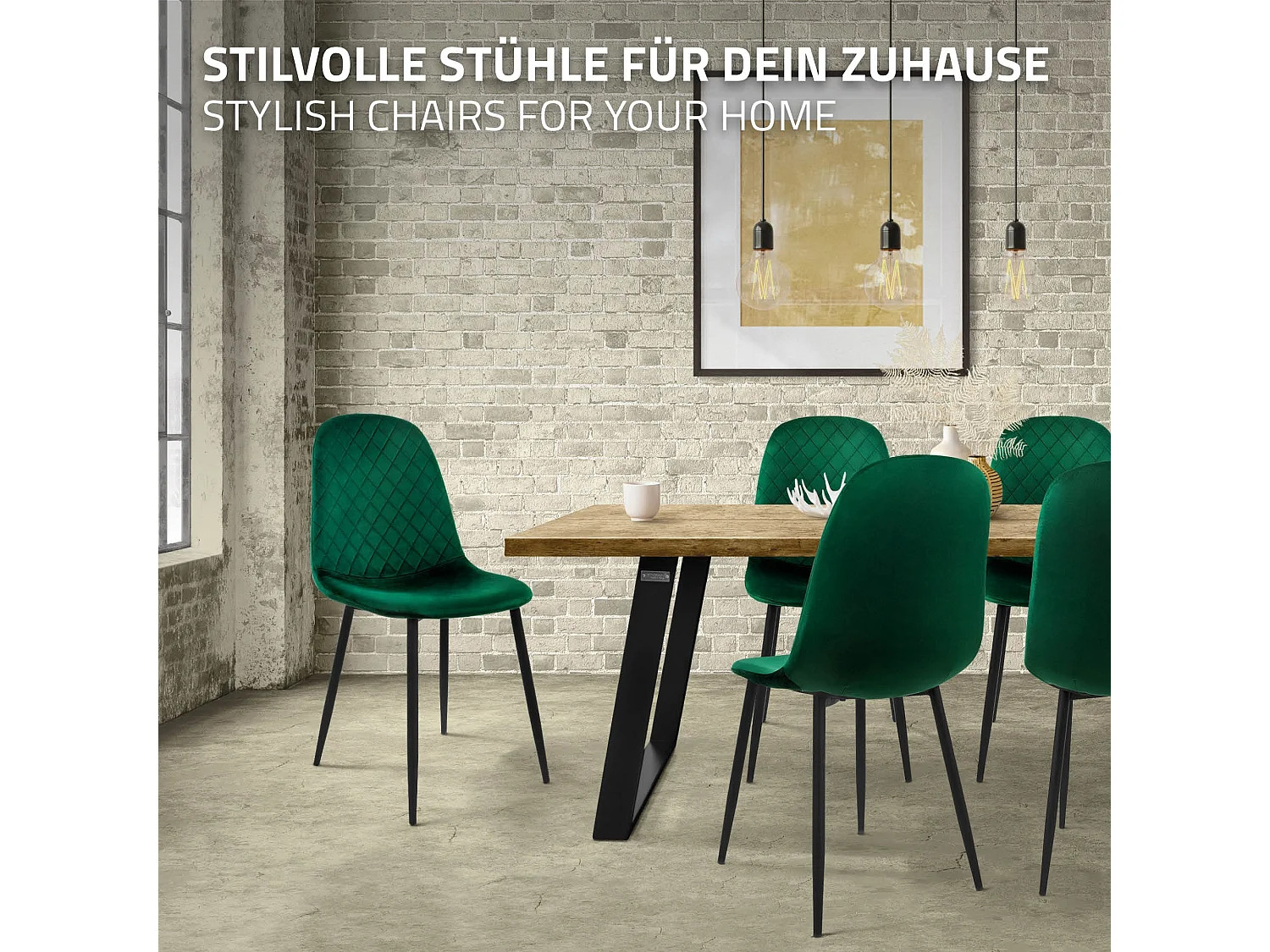 ML-Design 4x Sillas de comedor verde oscuro tapizado piel sintética con respaldo y patas de metal sillón de diseño moderno para mesa de salón
