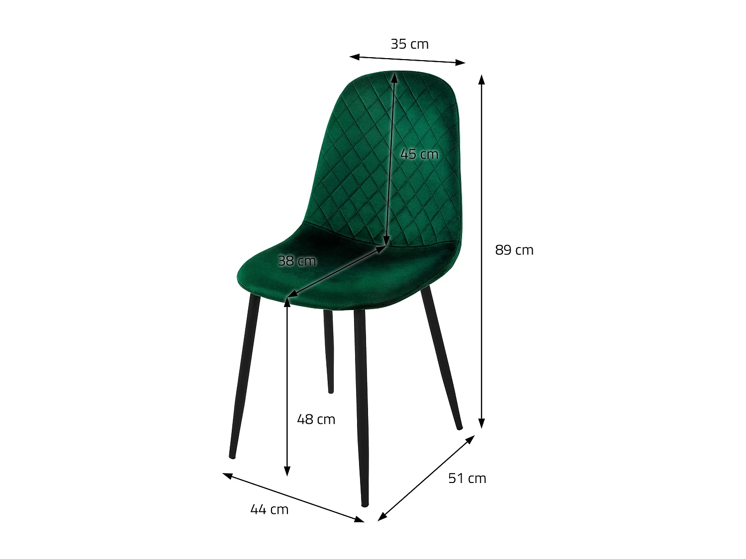 ML-Design 4x Sillas de comedor verde oscuro tapizado piel sintética con respaldo y patas de metal sillón de diseño moderno para mesa de salón