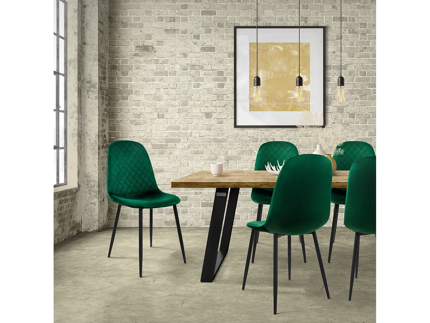 ML-Design 4x Sillas de comedor verde oscuro tapizado piel sintética con respaldo y patas de metal sillón de diseño moderno para mesa de salón
