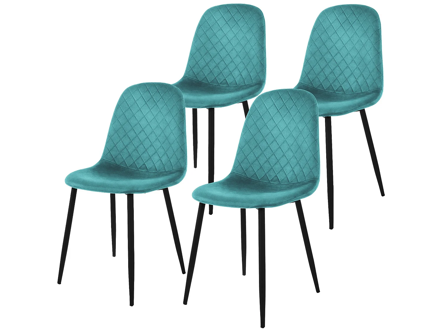 Set di 4 sedie da pranzo in velluto color petrolio con gambe in metallo incl. materiale di montaggio ML-Design