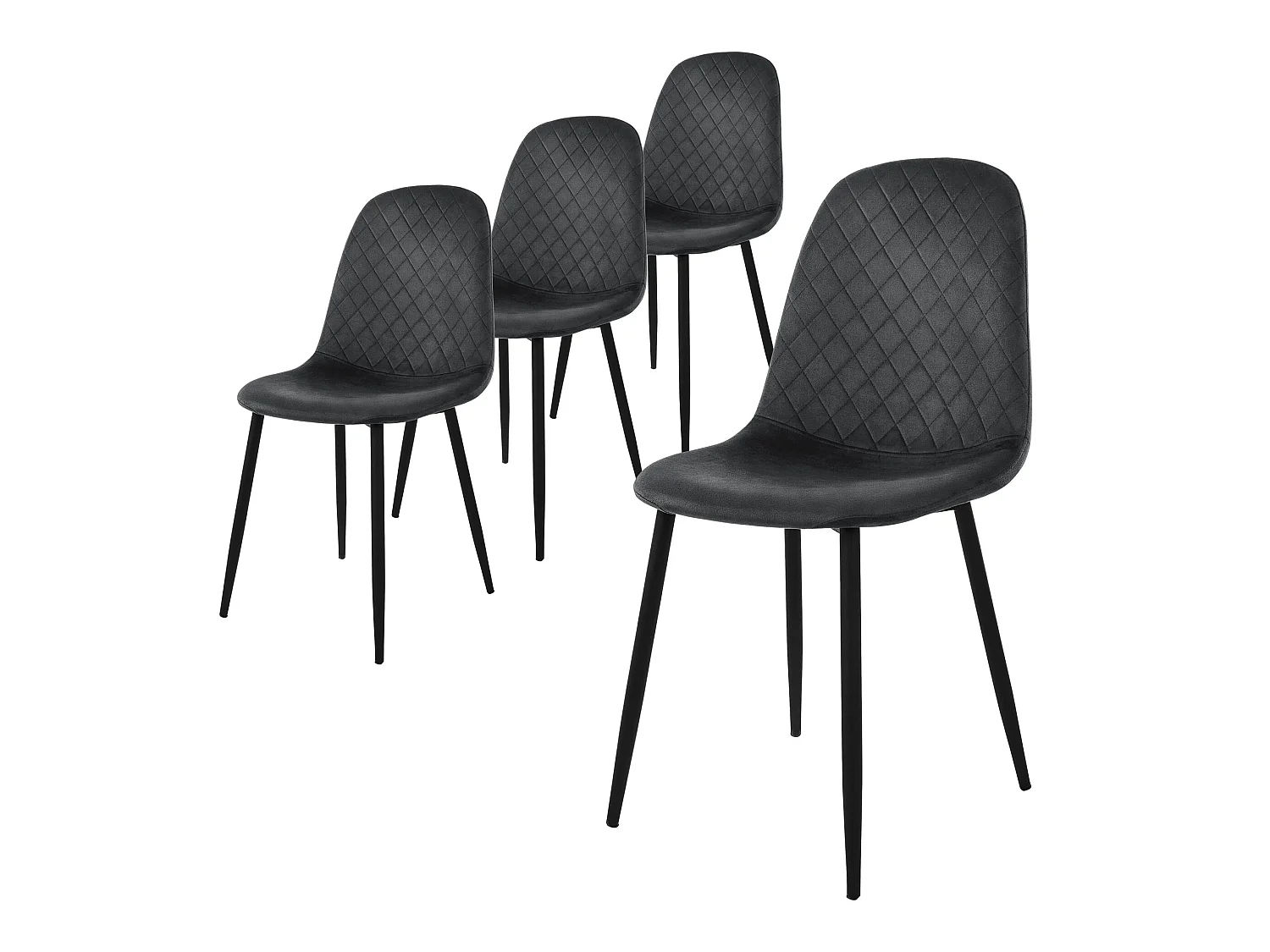 Chaise de salle à manger Set de 4 velours anthracite avec pieds en métal, matériel de montage inclus ML-Design