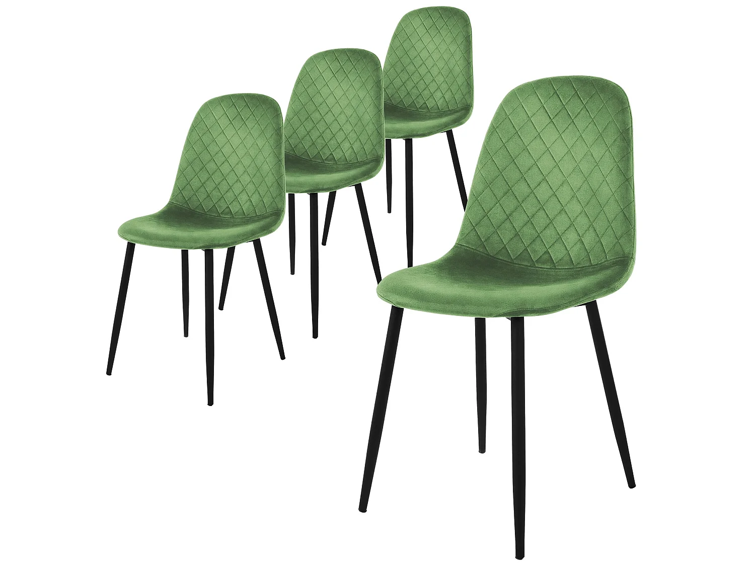 Juego de 4 sillas de comedor de terciopelo salvia con patas de metal incl. material de montaje ML-Design