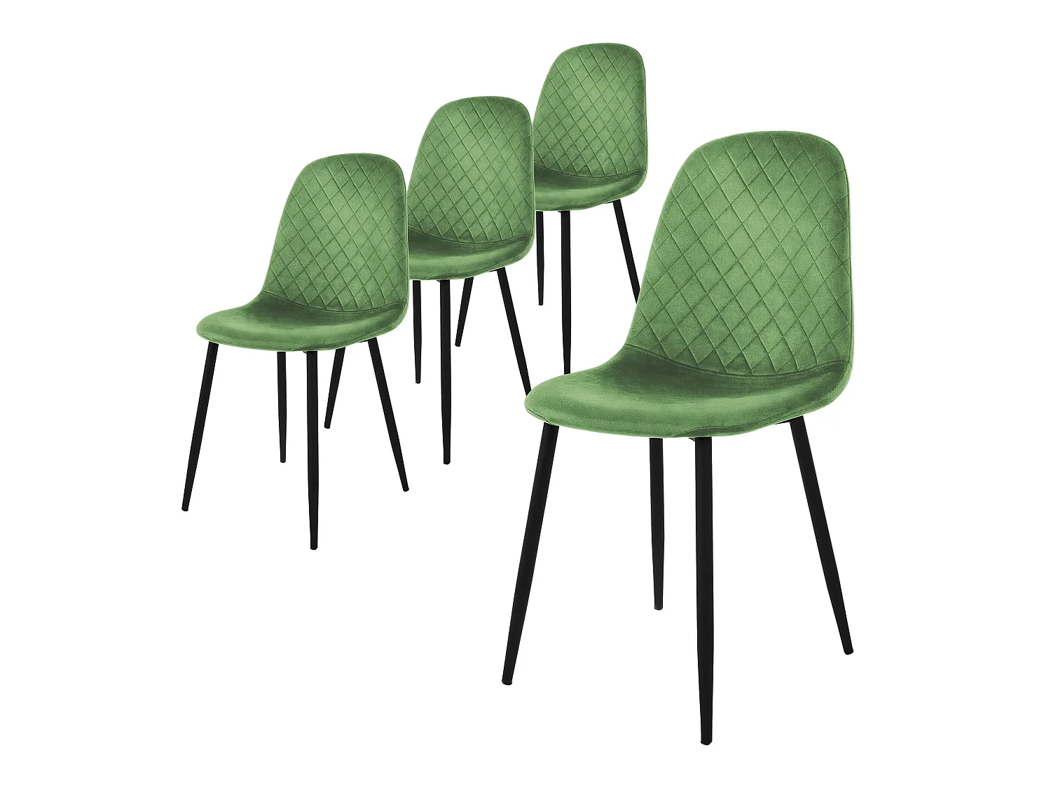 Chaise de salle à manger set de 4 pièces en velours sauge avec pieds en métal, matériel de montage inclus ML-Design