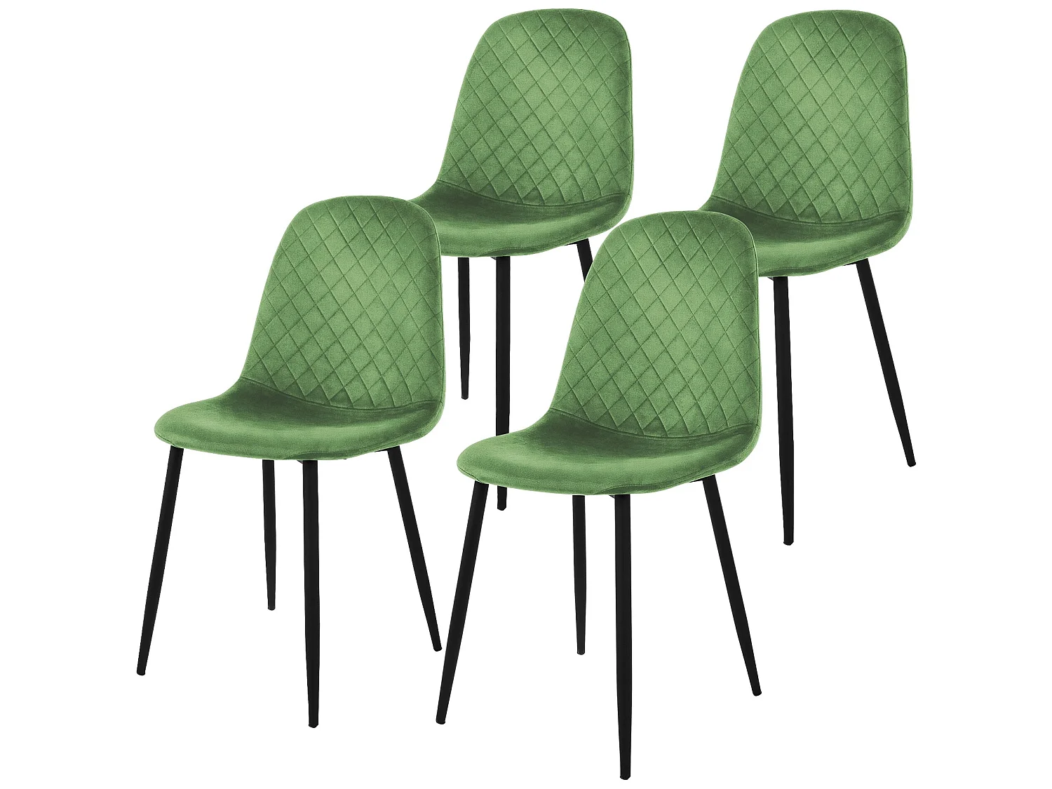 Juego de 4 sillas de comedor de terciopelo salvia con patas de metal incl. material de montaje ML-Design