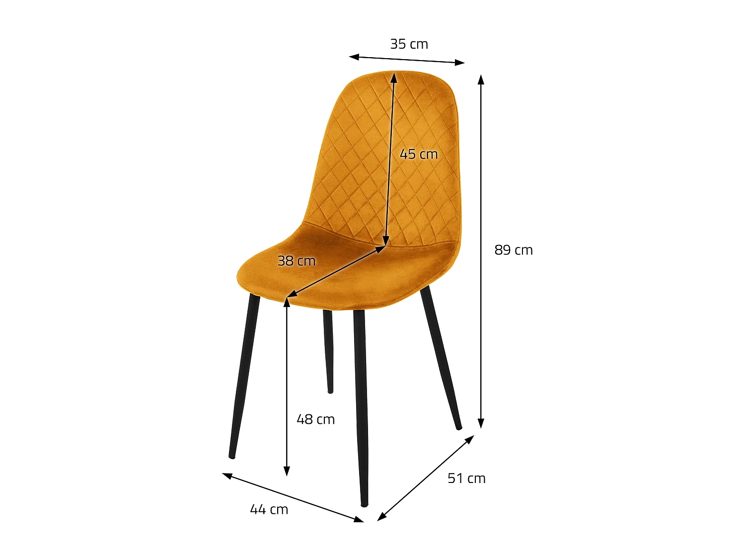 ML-Design 4x Sillas de comedor mostaza tapizado piel sintética con respaldo y patas de metal sillón de diseño moderno para mesa de salón