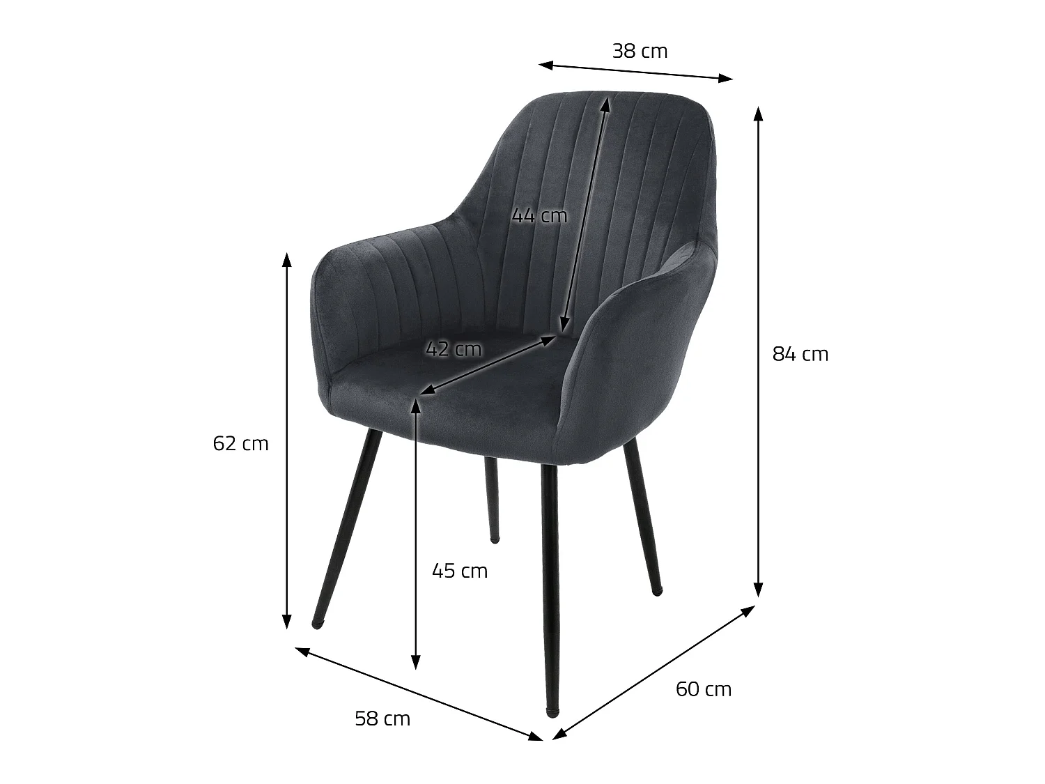 ML-Design Lot de 4 chaises de salle à manger avec dossier et accoudoirs, gris, chaises de cuisine