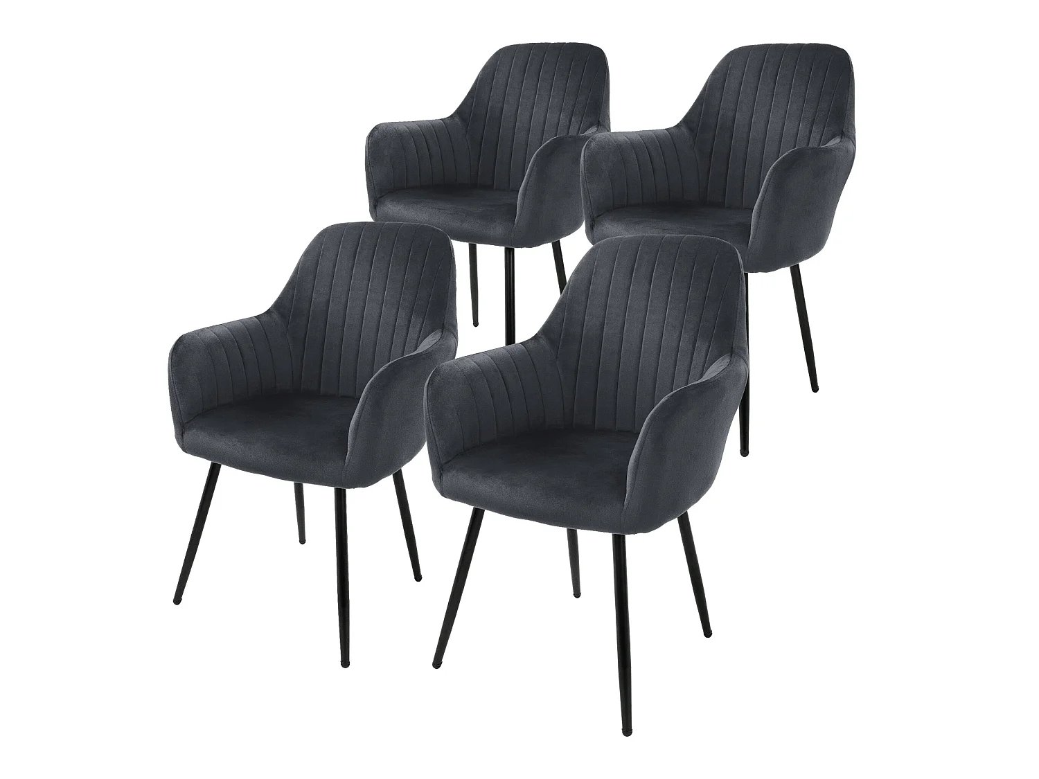 ML-Design Lot de 4 chaises de salle à manger avec dossier et accoudoirs, gris, chaises de cuisine