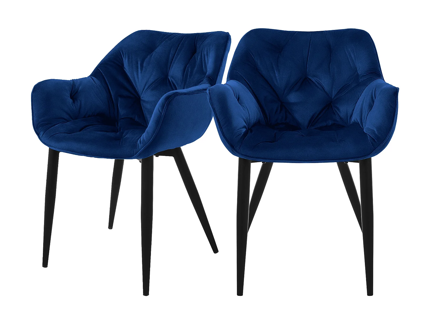 Chaise de salle à manger, lot de 2, bleu foncé, revêtement velours, pieds métalliques, matériel de montage inclus ML-Design