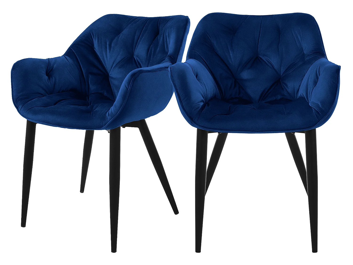 Silla de Comedor Juego de 2 Funda de Terciopelo Azul Oscuro con Patas de Metal incl. Material de Montaje ML-Design