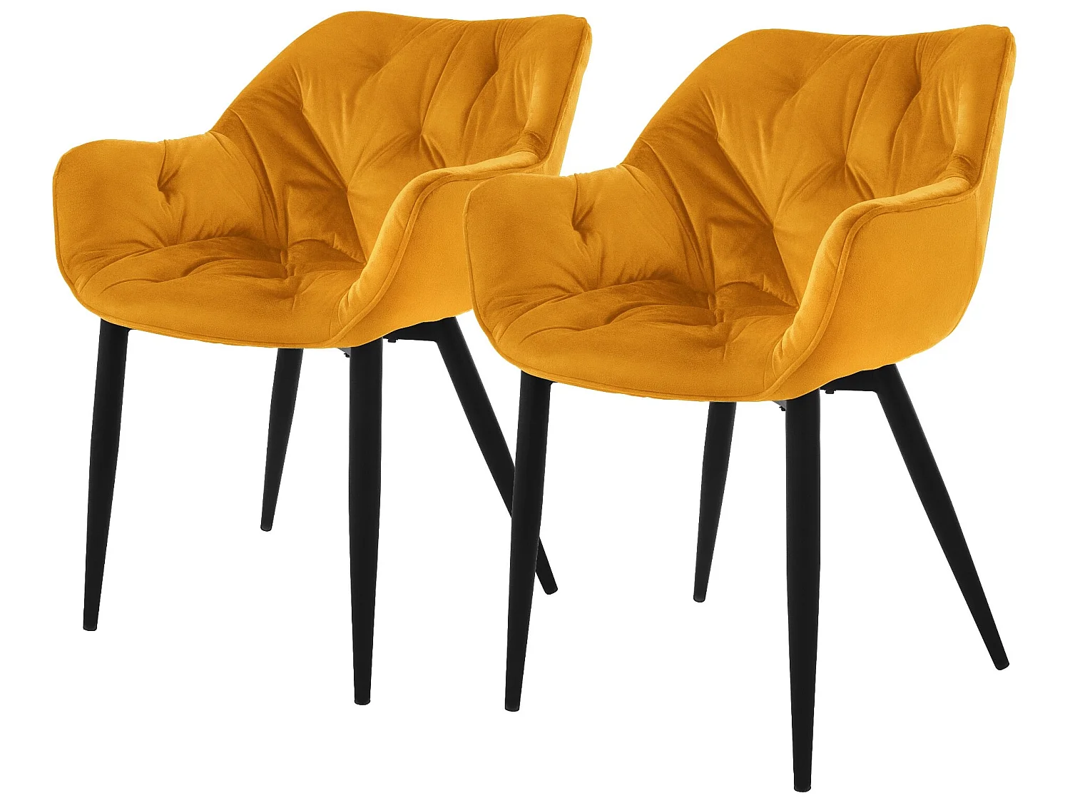 Chaise de salle à manger 2 pièces jaune moutarde Housse en velours avec pieds en métal, matériel de montage inclus ML-Design