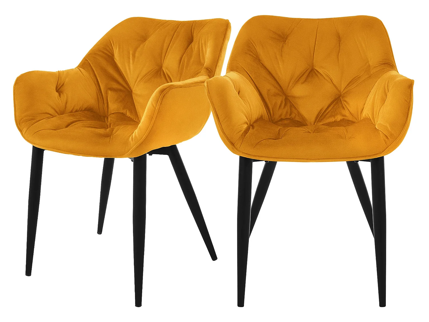 Chaise de salle à manger 2 pièces jaune moutarde Housse en velours avec pieds en métal, matériel de montage inclus ML-Design