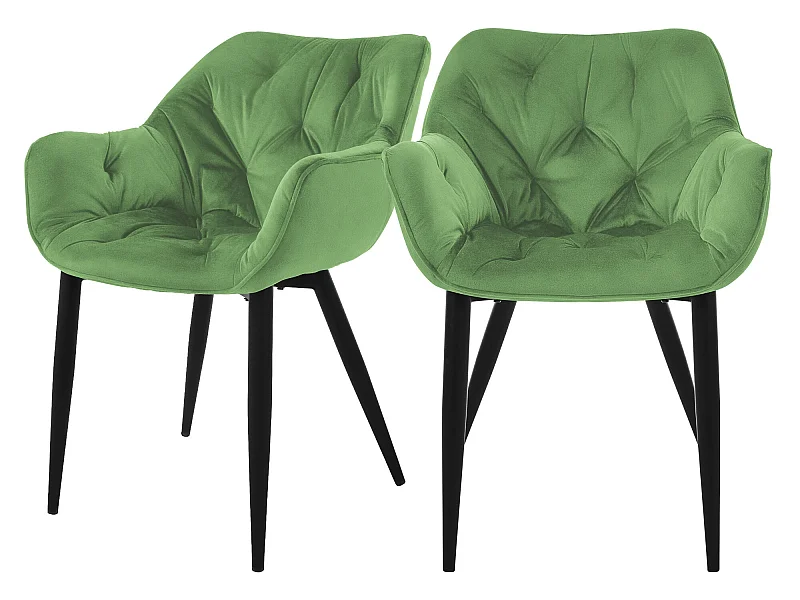 Silla de comedor juego de 2 funda de terciopelo salvia con patas de metal incl. material de montaje ML-Design