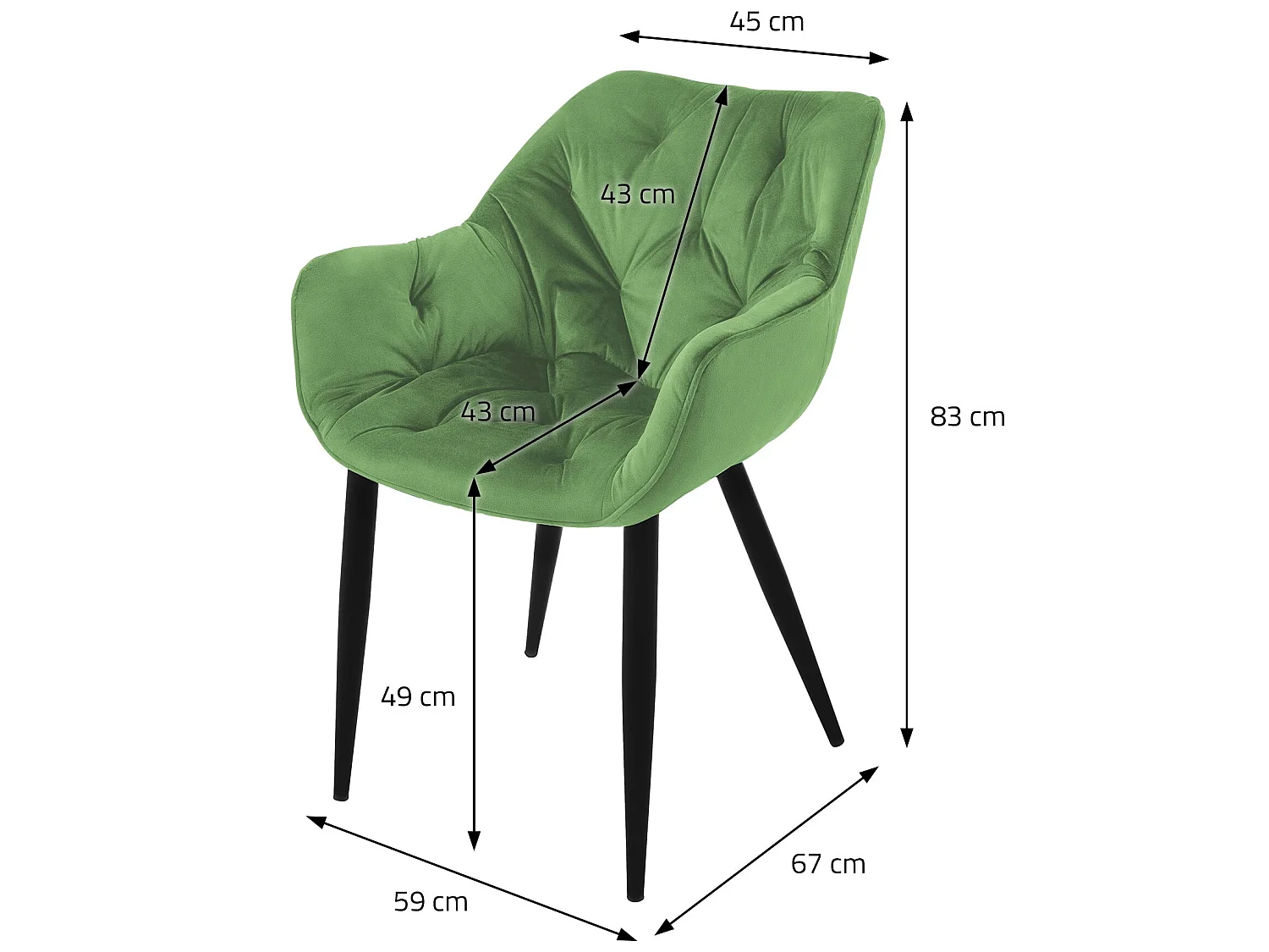 Silla de comedor juego de 2 funda de terciopelo salvia con patas de metal incl. material de montaje ML-Design