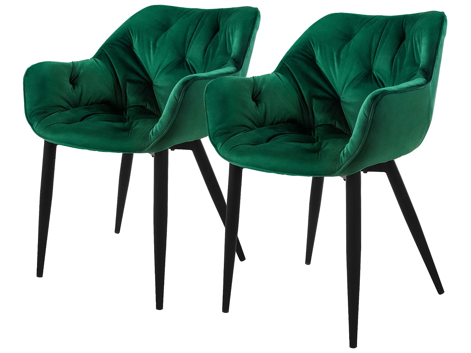 Silla de comedor Juego de 2 Funda de terciopelo verde oscuro con patas de metal incl. Material de montaje ML-Design