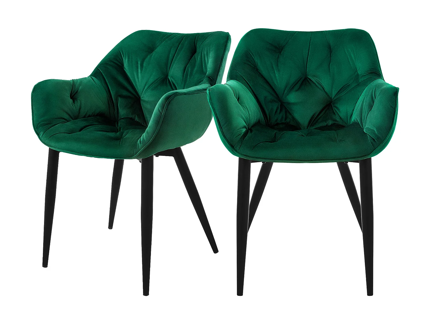 Chaise de salle à manger, lot de 2, vert foncé, revêtement velours, pieds métalliques, matériel de montage inclus ML-Design