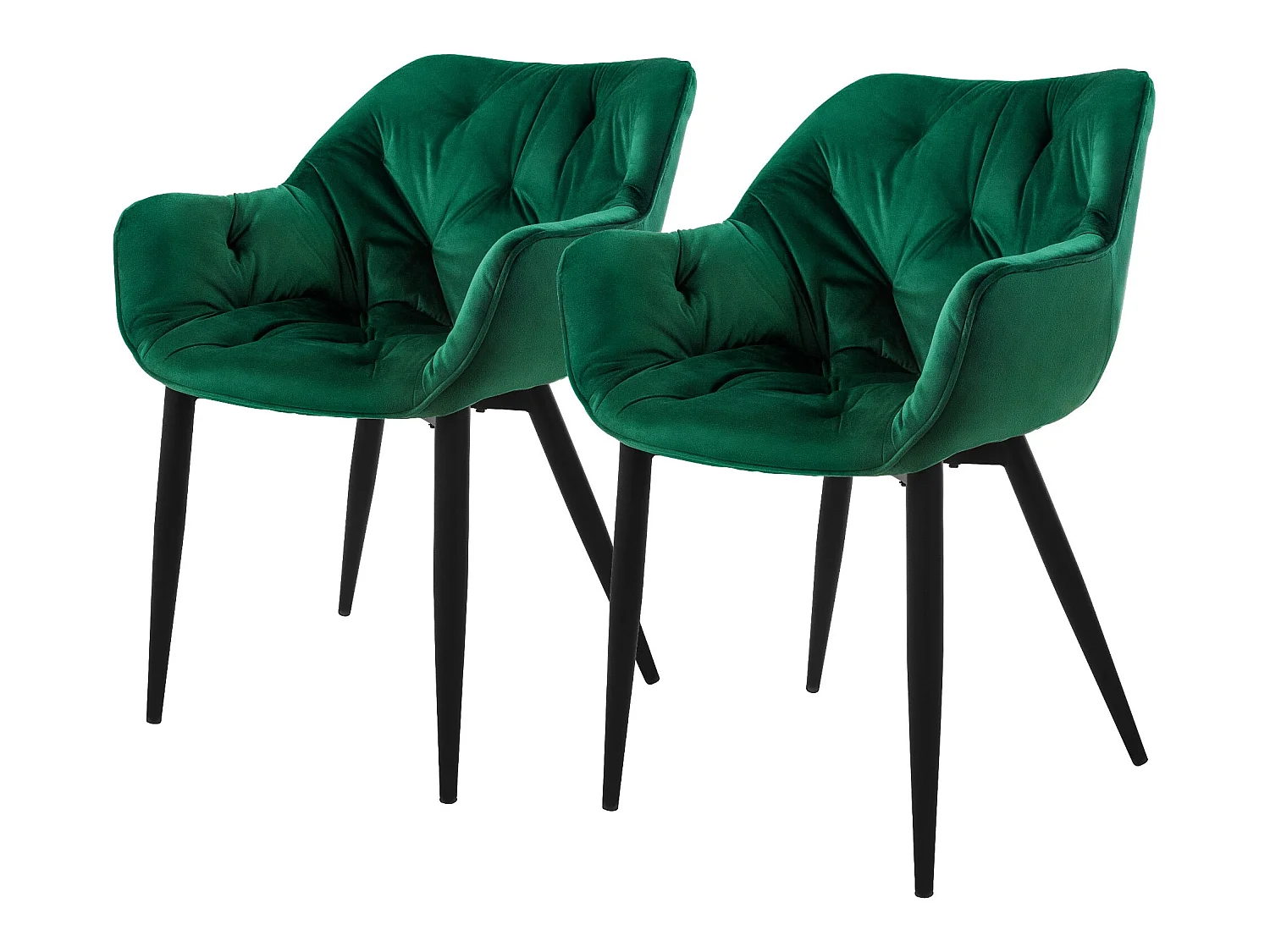 Chaise de salle à manger, lot de 2, vert foncé, revêtement velours, pieds métalliques, matériel de montage inclus ML-Design