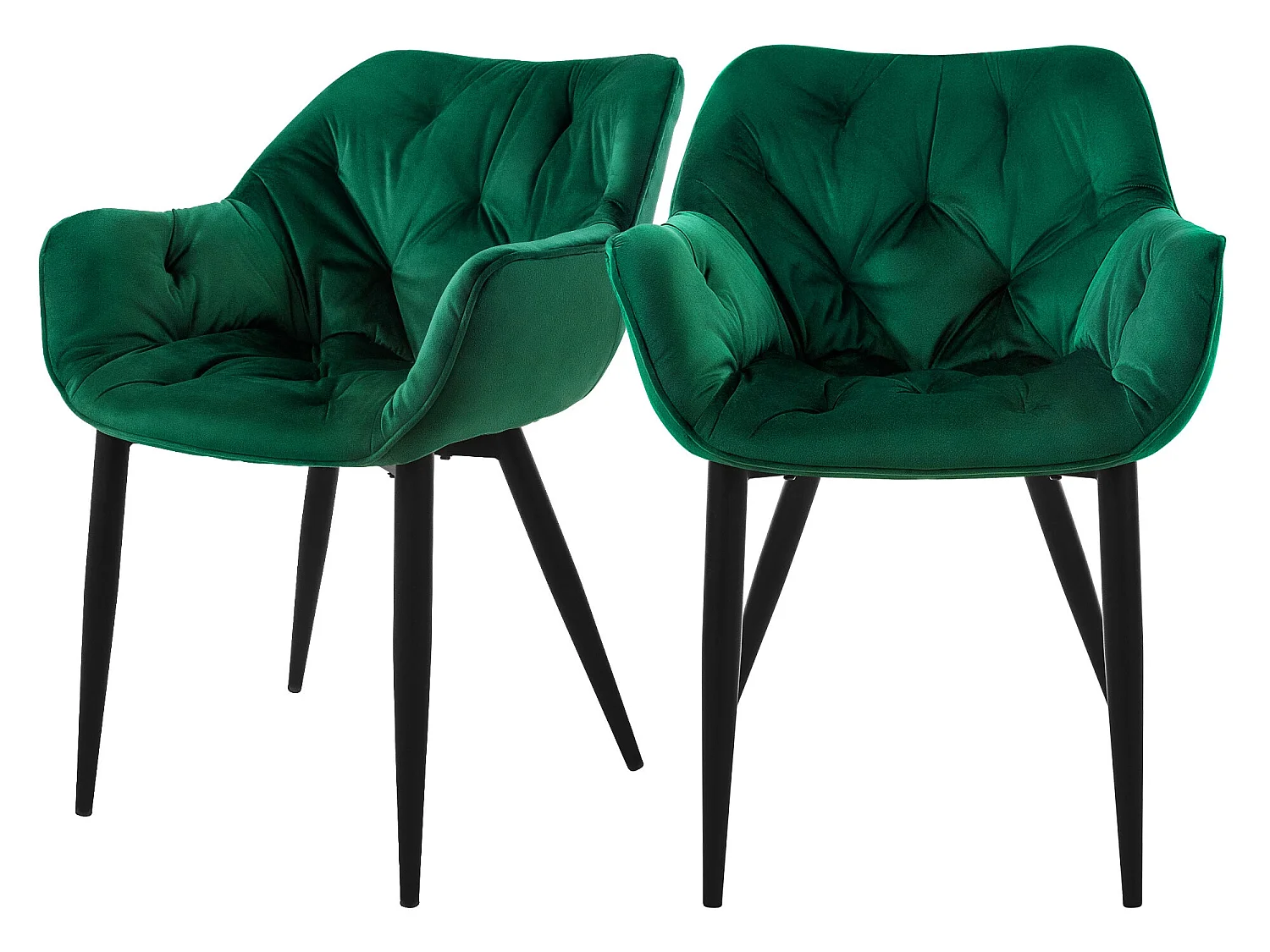 Silla de comedor Juego de 2 Funda de terciopelo verde oscuro con patas de metal incl. Material de montaje ML-Design