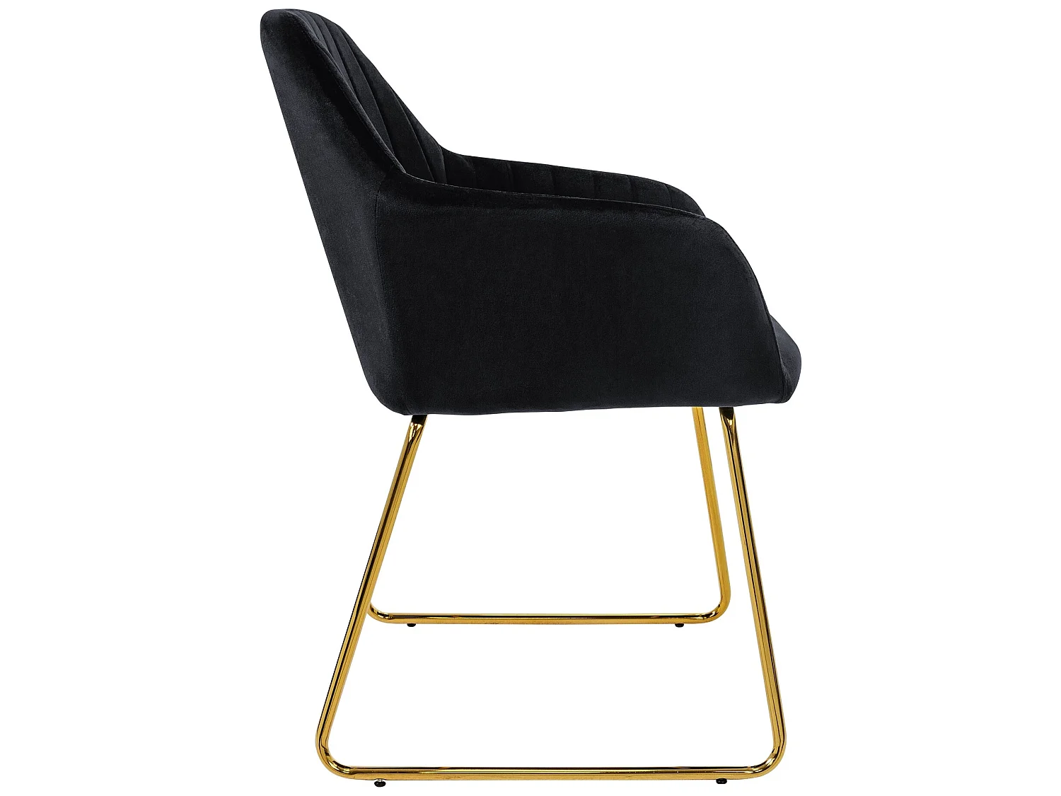 Sillas de comedor con respaldo juego de 2 tapicería de terciopelo negro con patas de metal ML-Design