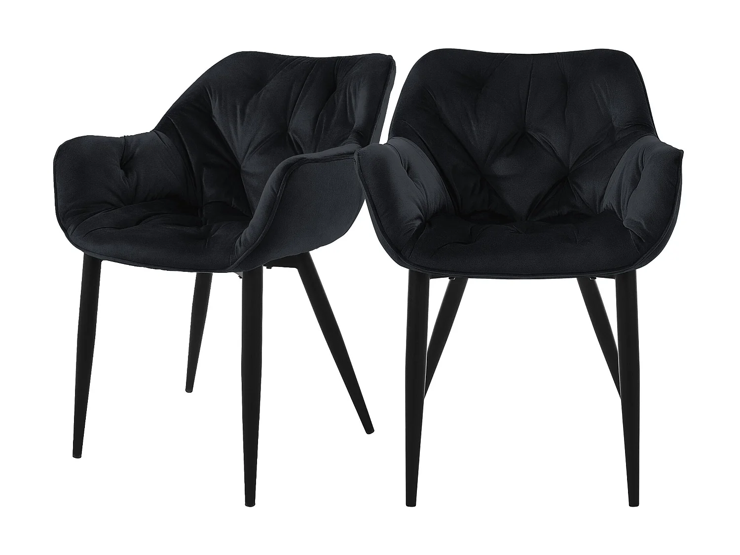 Chaise de salle à manger, lot de 2, revêtement en velours noir avec pieds en métal, matériel de montage inclus ML-Design