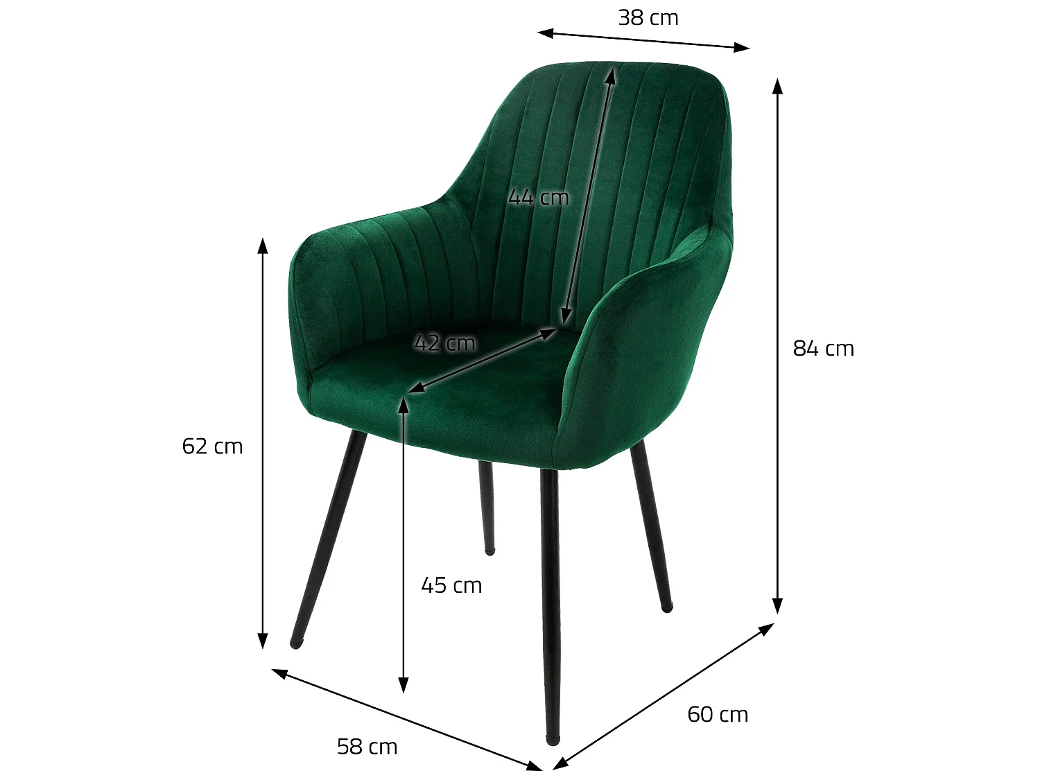 ML-Design juego de 4 sillas de comedor con respaldo y reposabrazos, verde, sillas de cocina