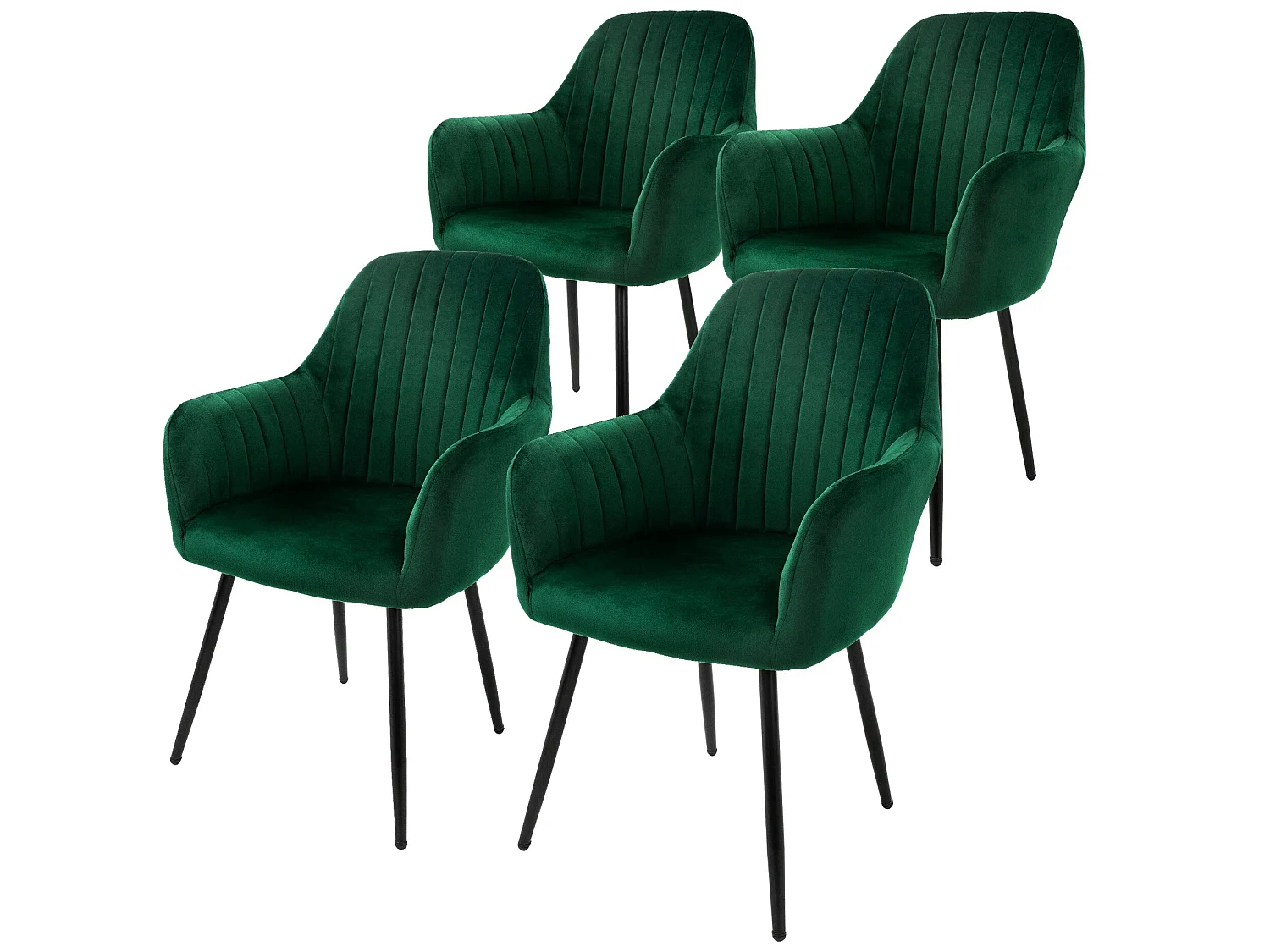 ML-Design Lot de 4 chaises de salle à manger avec dossier et accoudoirs, vert