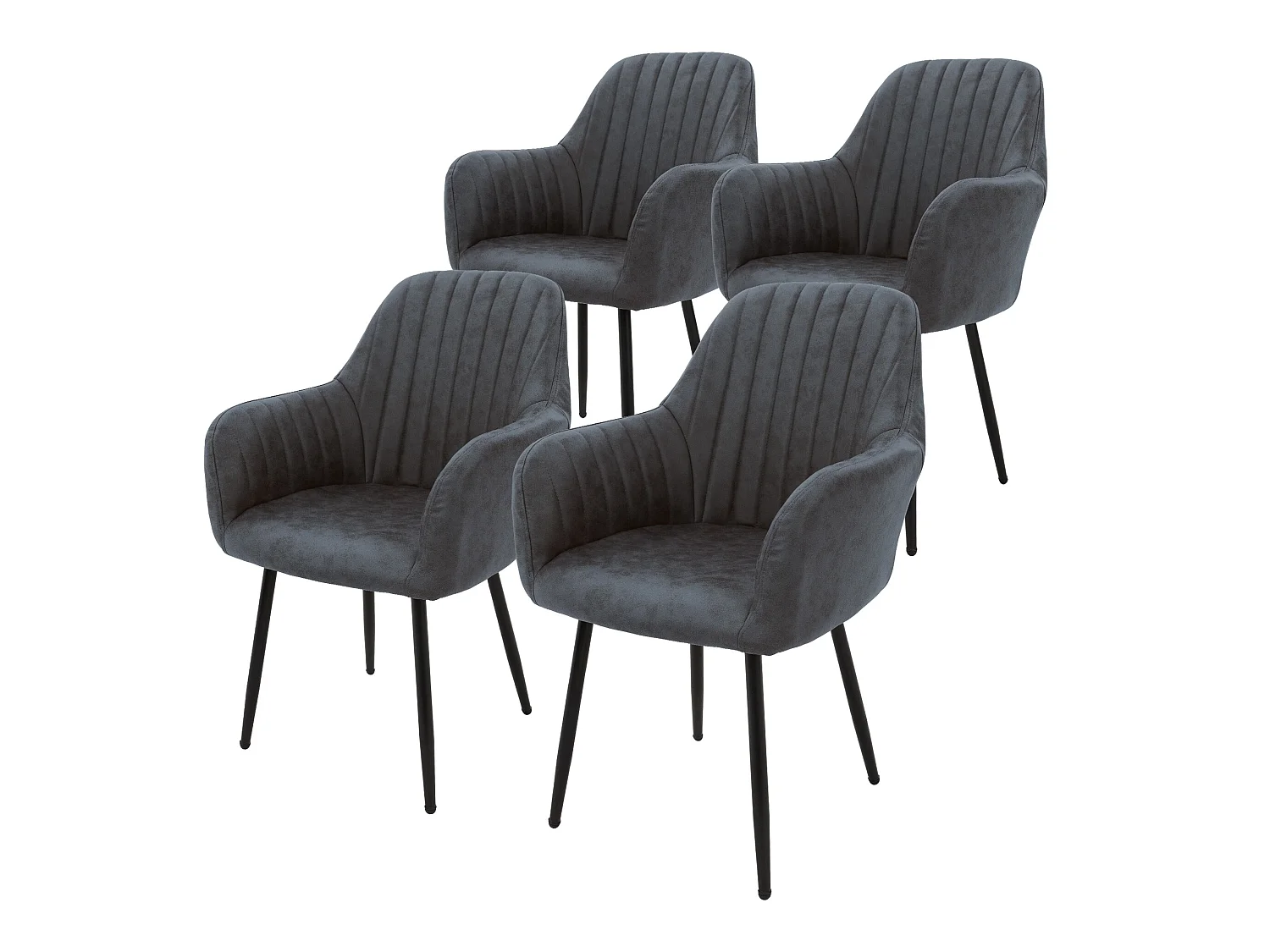 ML-Design Set di 4 Sedie da Pranzo con Schienale e Braccioli Antracite