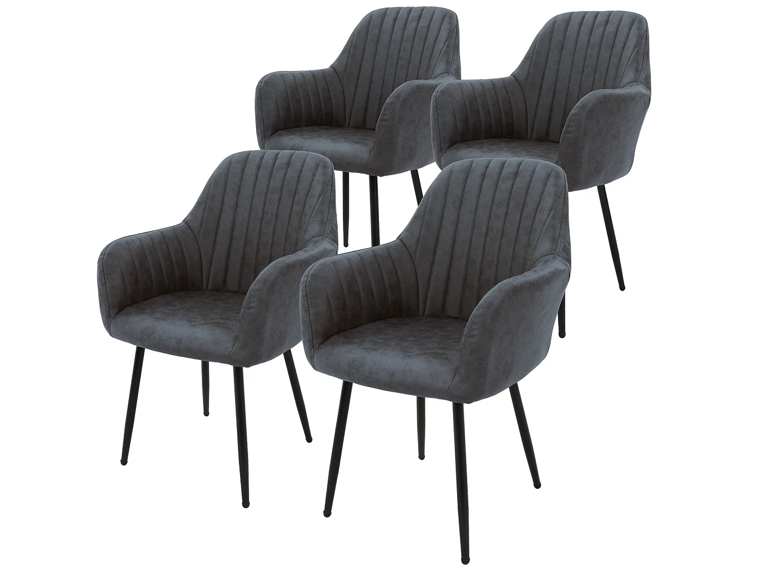 ML-Design Lot de 4 chaises de salle à manger avec dossier et accoudoirs, anthracite