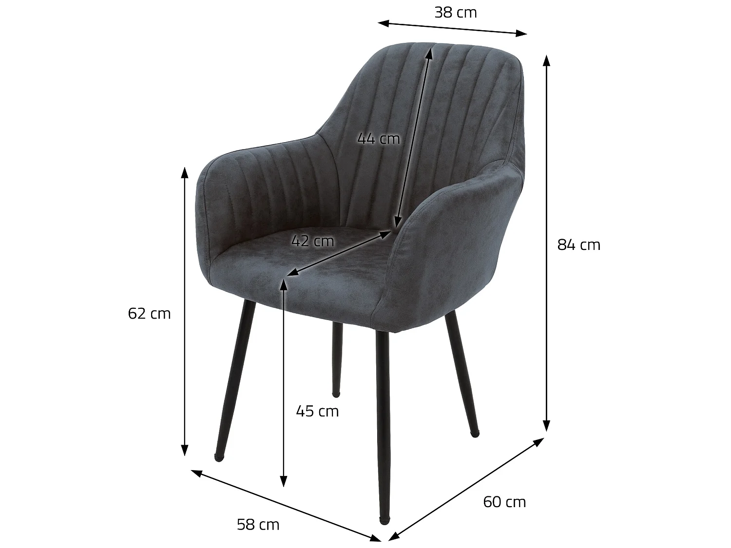 ML-Design Lot de 4 chaises de salle à manger avec dossier et accoudoirs, anthracite