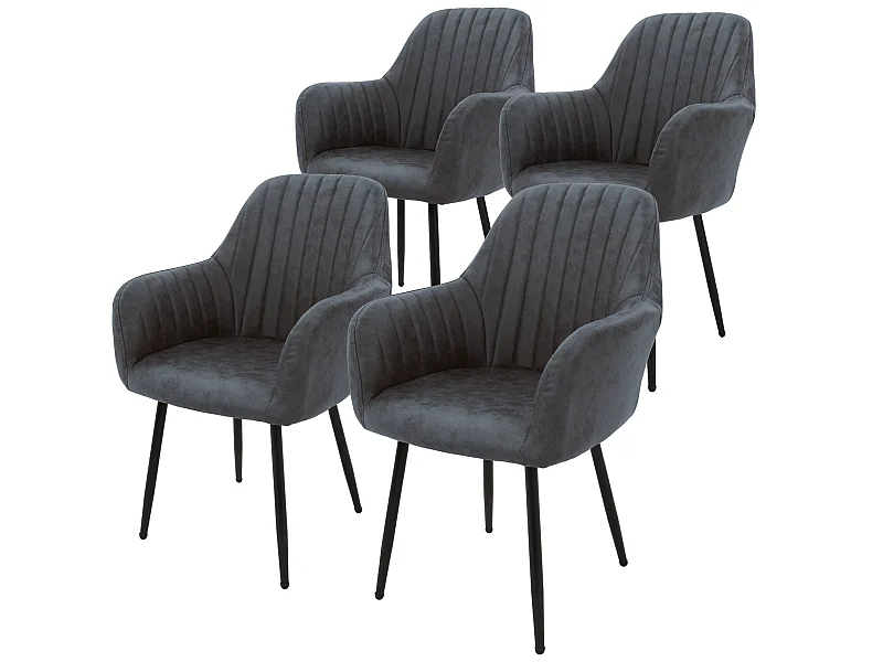 ML-Design Lot de 4 chaises de salle à manger avec dossier et accoudoirs, anthracite
