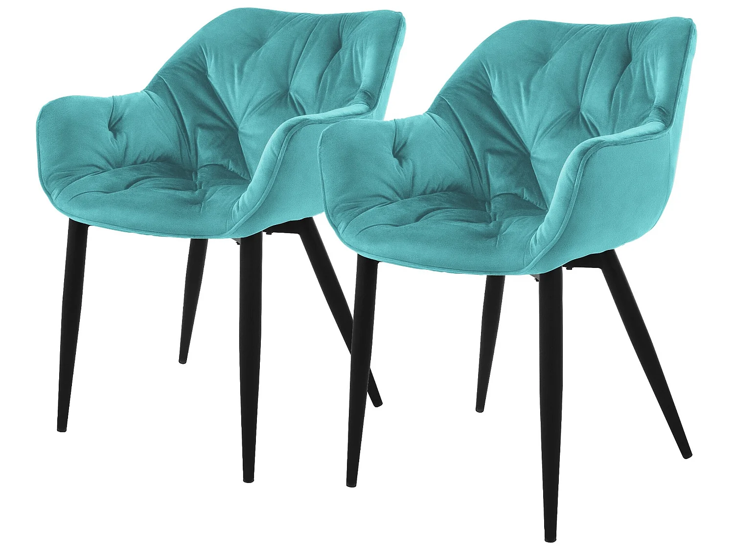 Silla de comedor set de 2 tapicería de terciopelo petróleo con patas de metal incl. material de montaje ML-Design