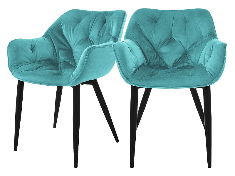 Chaise de salle à manger set de 2 pièces en velours pétrole avec pieds en métal, matériel de montage inclus ML-Design