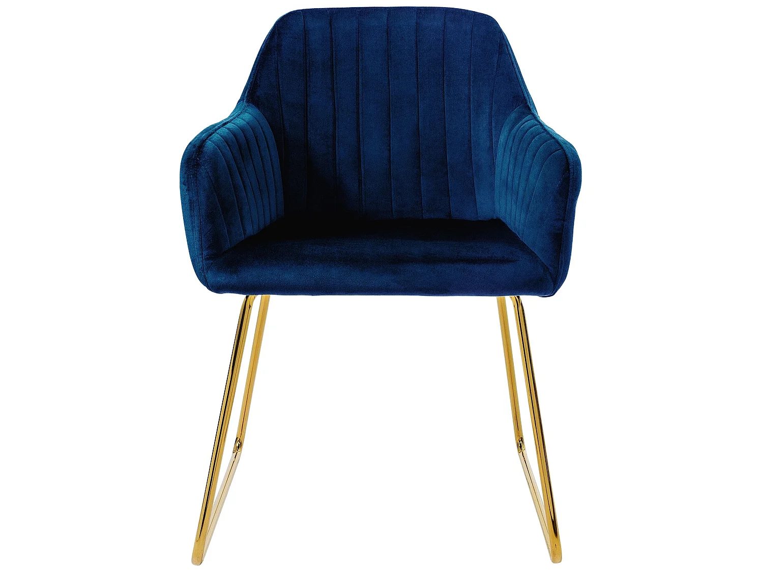 Chaises de salle à manger avec dossier Lot de 2 Bleu Revêtement velours avec pieds métal ML-Design
