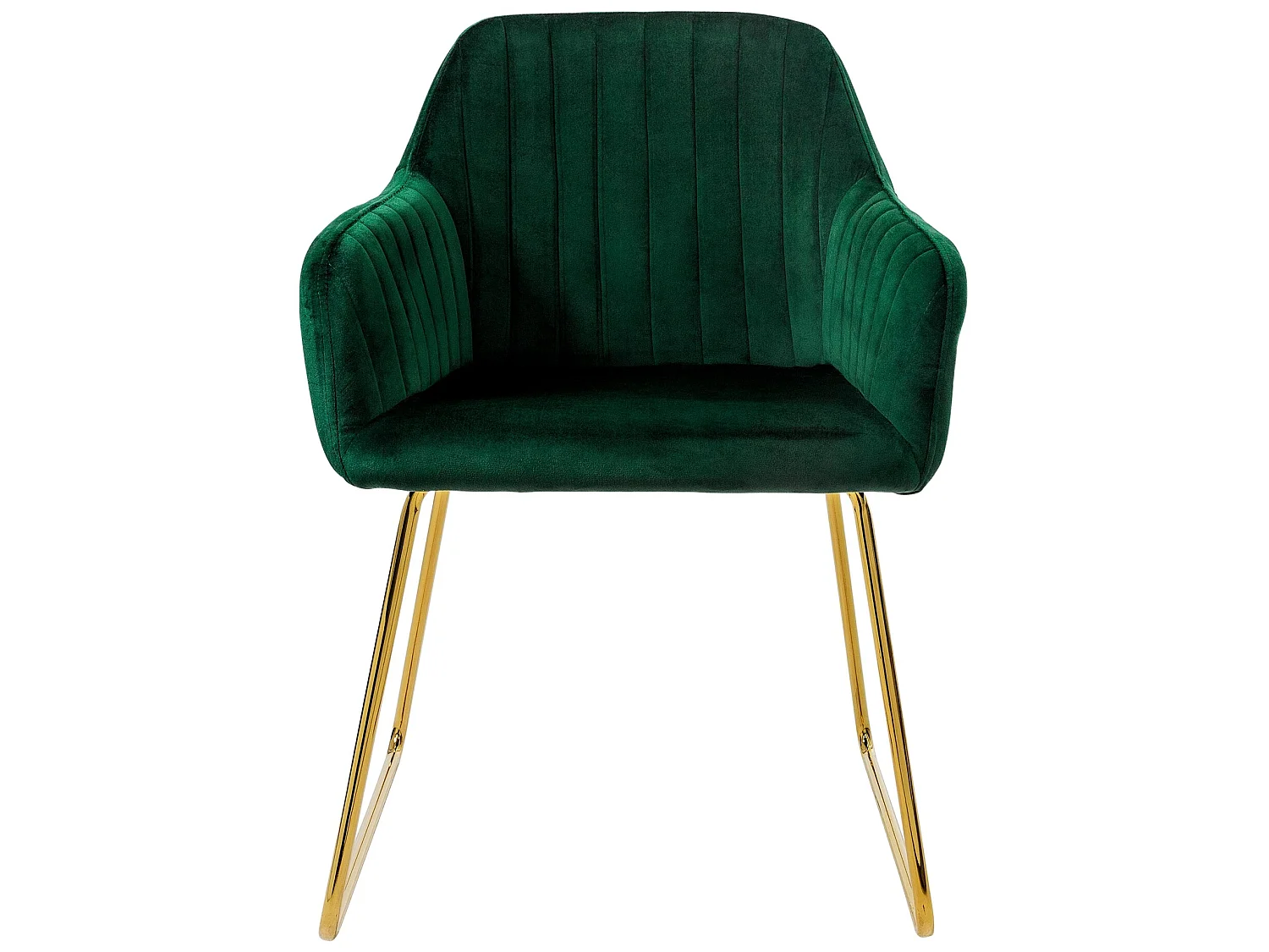 Chaises de salle à manger avec dossier Lot de 2 Vert Revêtement velours avec pieds métal ML-Design