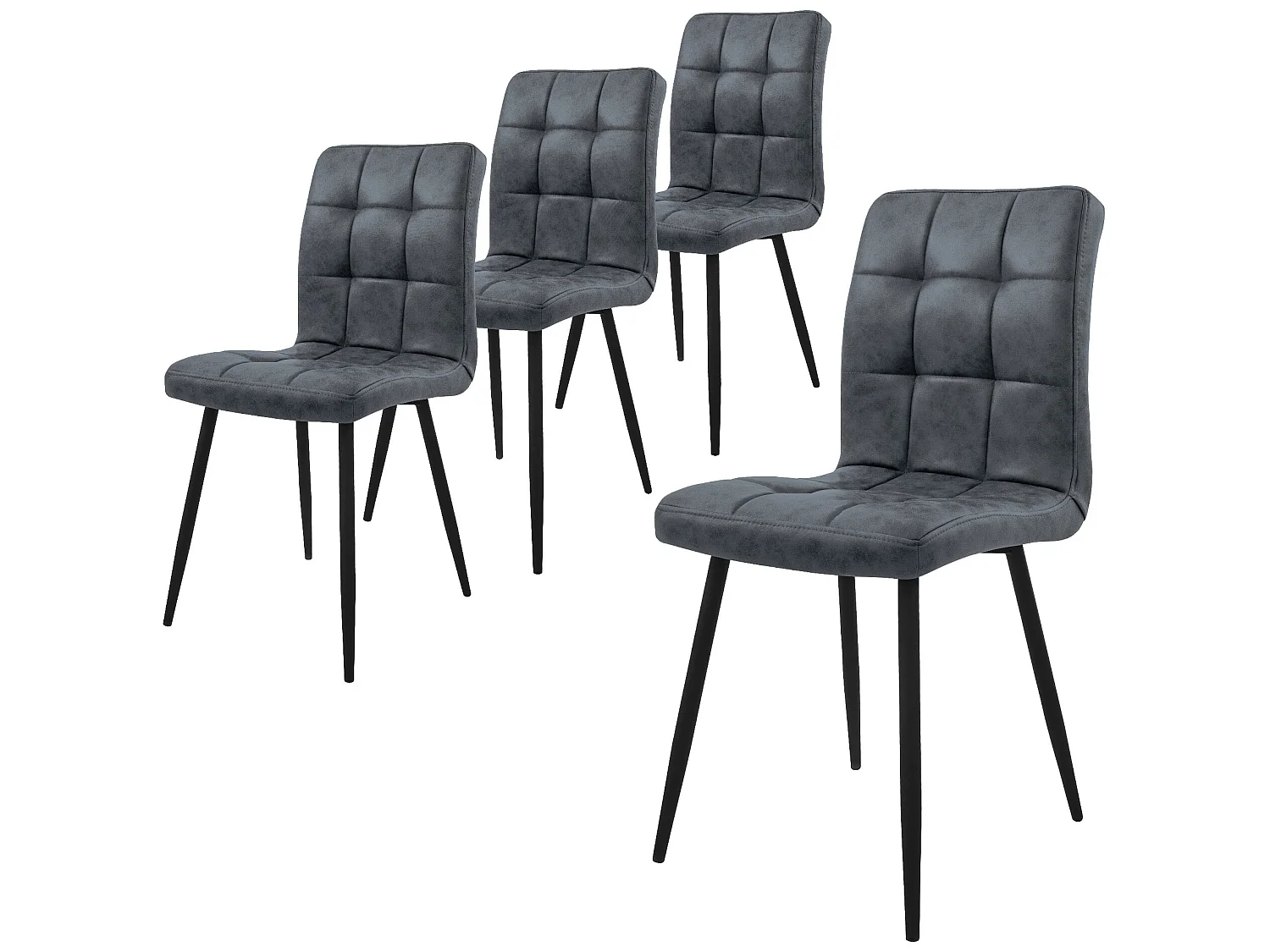Silla de comedor juego de 4 tapizado de piel sintética antracita con patas de metal incl. material de montaje ML-Design