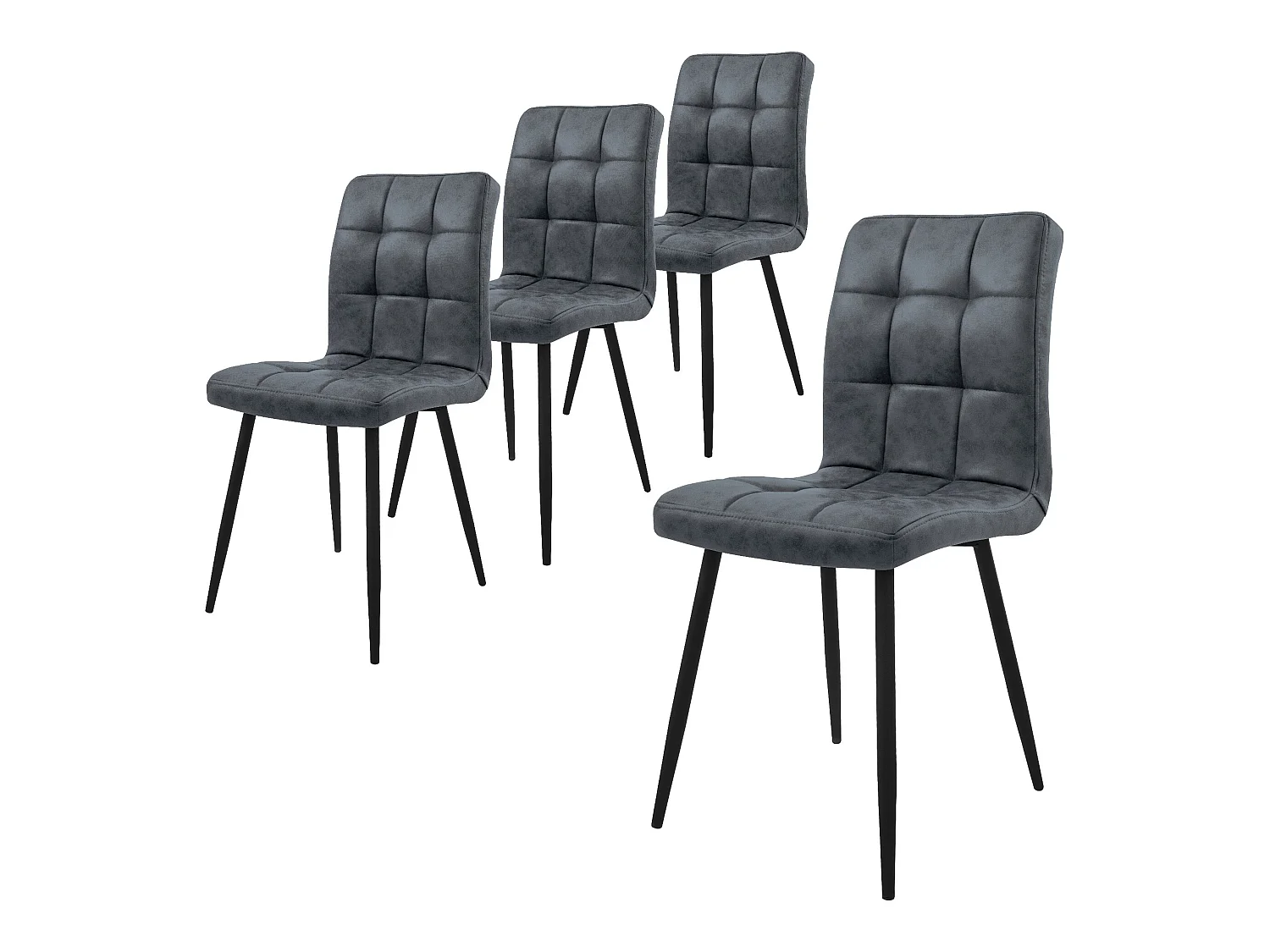 Set di 4 sedie da pranzo in ecopelle antracite con gambe in metallo incl. materiale di montaggio ML-Design