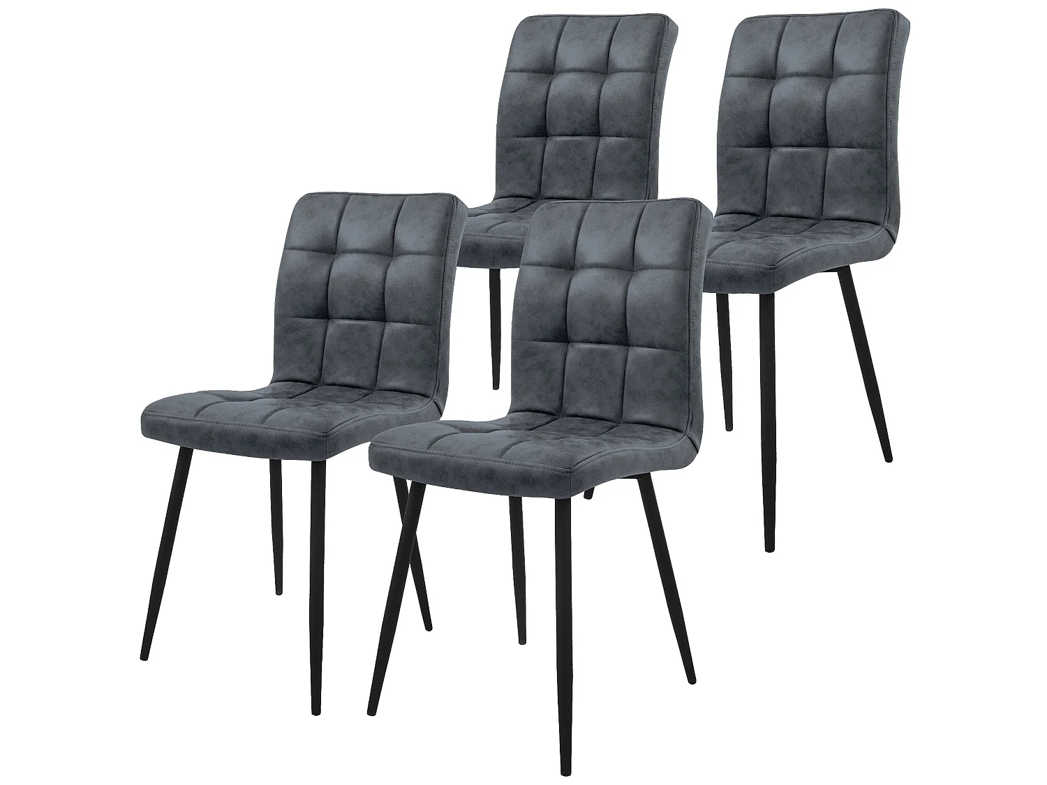Silla de comedor juego de 4 tapizado de piel sintética antracita con patas de metal incl. material de montaje ML-Design
