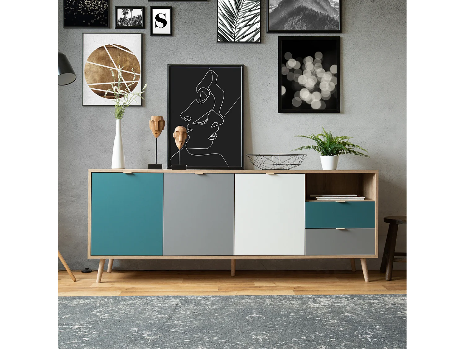 Buffet style scandinave tricolore 180 cm PERAST