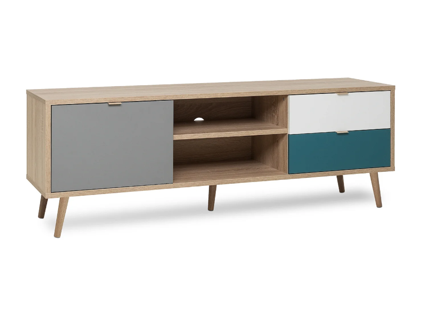 Móvel de TV Escandinavo 150cm PERAST Carvalho Sonoma com Arrumação e Porta - Estilo Escandinavo