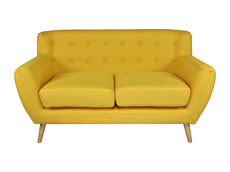 Divano 2 posti in tessuto giallo dallo stile scandinavo mod. Emily