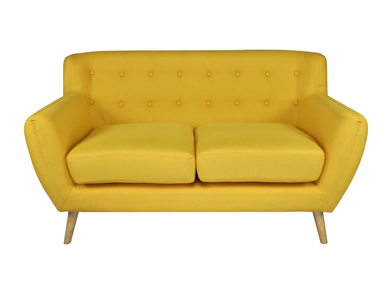 Divano 2 posti in tessuto giallo dallo stile scandinavo mod. Emily