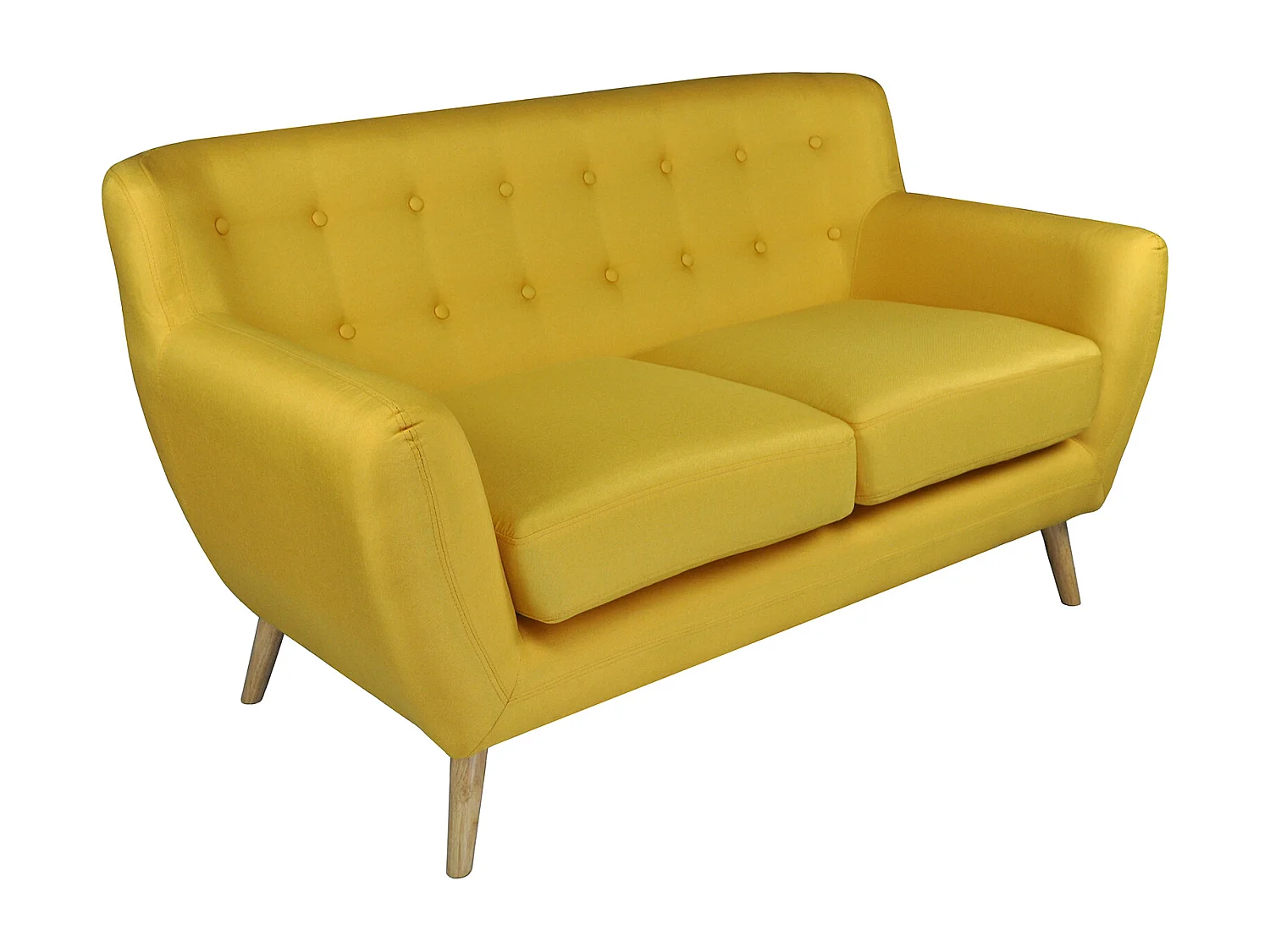Divano 2 posti in tessuto giallo dallo stile scandinavo mod. Emily