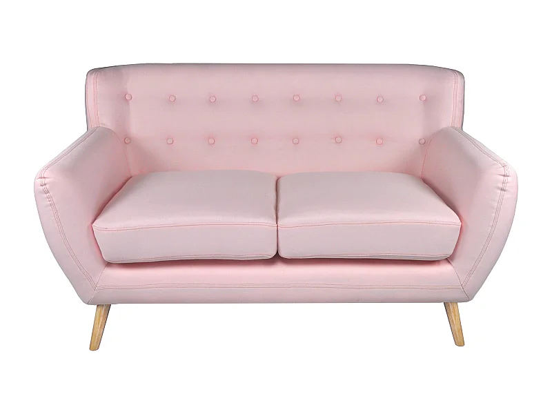 Divano 2 posti in tessuto rosa  dallo stile scandinavo mod. Emily