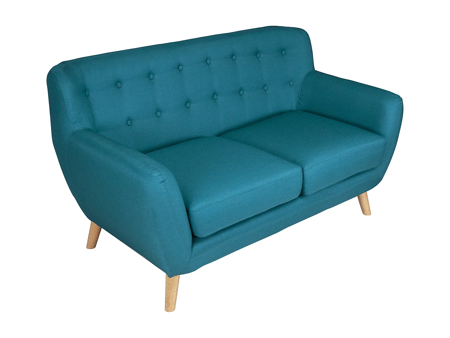 Divano 2 posti in tessuto blu petrolio dallo stile scandinavo mod. Emily